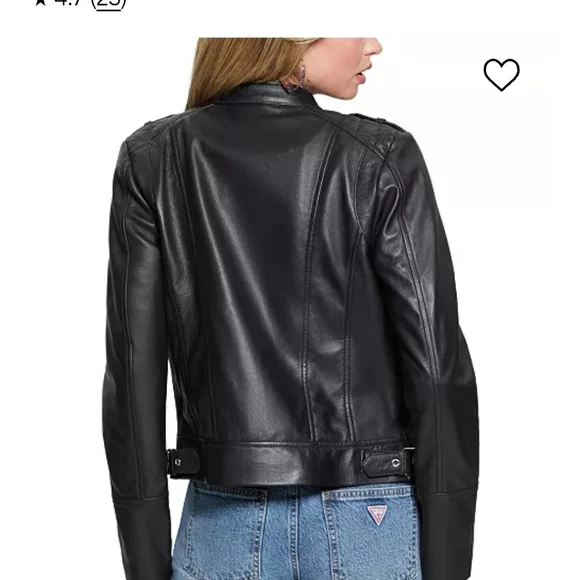 GUESS size S Women's Black Leather Jacket